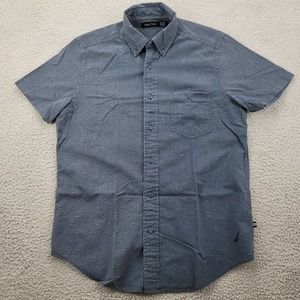 Nautica Shirt Mens Small Blue Striped Button Down Short‎ Sleeve Classiccore